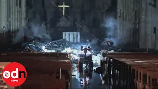 New footage shows inside of burned out Notre-Dame Cathedral