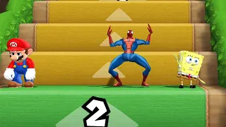 Mario Party 9 Step it Up - Mario Vs Spider Man Vs Luigi Vs SpongeBob (Master Difficulty)