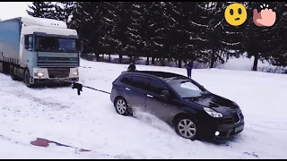 Subaru VS DAF Trucks. Субарь тащит фуру.