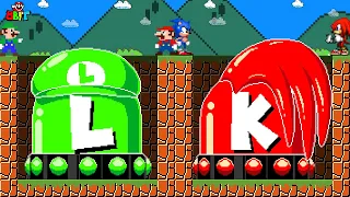 Can Mario and Sonic rescue LUIGI - KNUCKLES Button in New Super Mario Bros Wii? | Game Animation