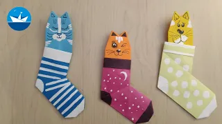 Новогодние носки для подарков/Christmas socks for gifts/ОРИГАМИ