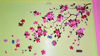 Wall Tree Painting  Idea // Wall Flower Tree Painting Design // Drawing And Art Work