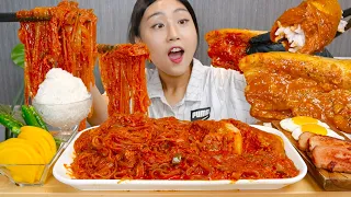 ENG) Super spicy Kimchi-jjim (Braised kimchi with pork belly) 🔥 MUKBANG real sound asmr eating