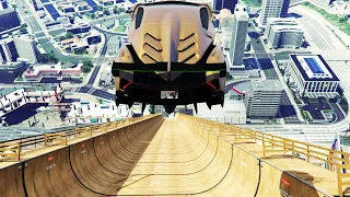 GTA 5 MEGA RAMP - Super Car Jumps (GTA 5 Mega Ramp Challange)