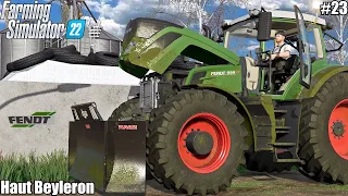 LEVELING & COVERING BUNKER SILO W/ FENDT 939VARIO after spreading MANURE│Haut Beyleron│FS 22│23