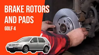 How to replace the front brake discs and pads Golf mk4 🚗