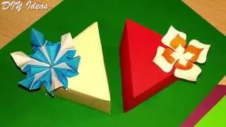 DIY easy and cute Triangular box: ONE piece of paper, NO template. Gift box in 5 minutes!