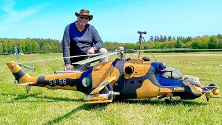 STUNNING !!! HUGE RC MIL MI-24 SUPER HIND SCALE MODEL TURBINE HELICOPTER FLIGHT DEMO BY BERND PÖTING