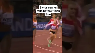 Swiss runner falls before finish line.🇨🇭😍💨