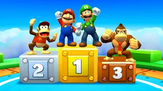 Mario Party Star Rush Minigames - Brothers Fighting: Mario vs Luigi vs Diddy Kong vs Donkey Kong