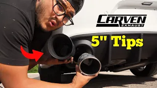 Installing 5 inch exhaust tips from carven exhaust on the Dodge Charger Scatpack