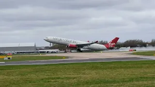 Virgin Atlantic A330-300 WET Takeoff from Manchester Airport