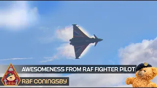 RAF PILOT DEMONSTRATES MANOEUVRABILITY OF THE EUROFIGHTER TYPHOON AT ONLY 500FT PRACTICE DISPLAY