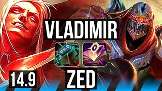 VLADIMIR vs ZED (MID) | 15/1/6, Legendary, 800+ games, Rank 15 Vlad | EUW Challenger | 14.9