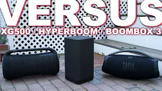 JBL Boombox 3 Vs UE Hyperboom Vs Sony XG500