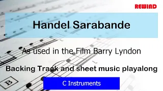 Handel Sarabande (Barry Lyndon) Flute Violin Backing Track and Sheet Music Play along