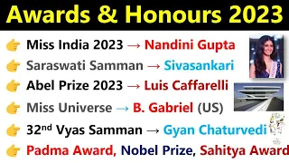 Awards & Honours 2023 Current Affairs | पुरुस्कार 2023 Current Affairs | Awards Current Affairs 2023