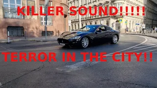 KILLER SOUND!! MASERATI GRANTURISMO BRUTAL EXHAUST/REVVING SOUND, ACCELERATION TERROR IN THE CITY!