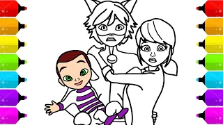 Miraculous Family Coloring Adventure: Transforming Marinette, Adrien, and Their Little One!