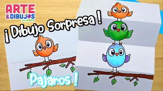 Como dibujar UN PÁJARO | DIBUJO SORPRESA |  Arte y Dibujos para Niños