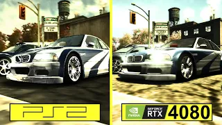 Need for Speed Most Wanted PS2 vs PC RTX 4080 4K Max Settings Graphics Comparison