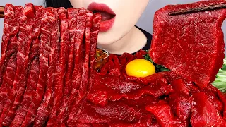 ASMR RAW BEEF SASHIMI MUKBANG *KOREAN STYLE STEAK TARTARE YUKHOE* (NO TALKING) EATING SOUNDS