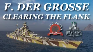 Clearing the Flank - F. Der Grosse Tier 9 German BB Shards Replay Analysis World of Warships