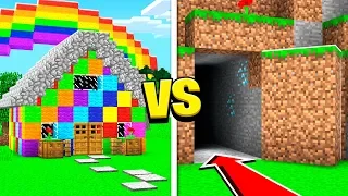 SECRET HIDDEN BASE vs RAINBOW HOUSE IN MINECRAFT!