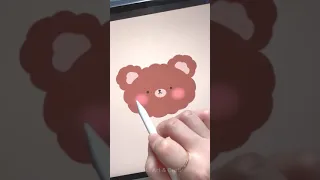 [iPad Drawing] How To Draw Cute Bear in 1 minute