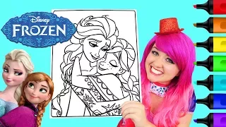 Coloring Frozen Anna & Elsa Disney Coloring Book Page Colored Markers Prismacolor | KiMMi THE CLOWN