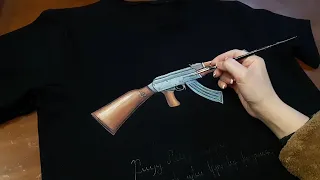 Как нарисовать Автомат Калашникова AK 47(AnnMaki) How to Draw a Kalashnikov AK-47 / T-shirt