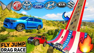 GTA 5: FAMOUS INDIAN CARS 🔥 IMPOSSIBLE SKY FLY JUMP☁️ + TRAIN TRACK RACE 🚂😱  GTA 5 MODS!