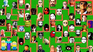 How to escape SURVIVAL MAZE with 100 NEXTBOTS in MINECRAFT animation OBUNGA gameplay coffin meme