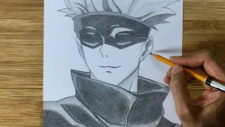 Easy Anime Drawing - How To Draw Gojo satoru Easy