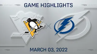 NHL Highlights | Penguins vs. Lightning - Mar. 3, 2022