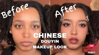 CHINESE DOUYIN MAKEUP TUTORIAL ON BROWN SKIN!! :33