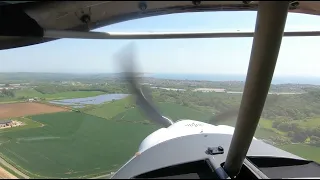 Approach and landing at Sandown Airfield on Runway 05LH