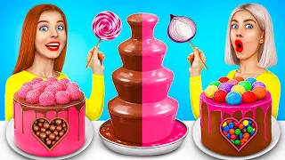 Chocolate Fountain Fondue Challenge | Chocolate Candy Battle 24 Hours by RATATA