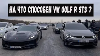 Race VW GOLF R 500HP+ vs CORVETTE 6.2 Bavarian Wolf in action!!