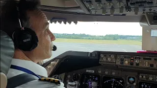 BOEING 747 ready for TAKEOFF.  line up BEHIND LANDING traffic, BEHIND