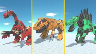 Robot Spinosaurus vs Robot Therizinosaurus vs Robot T-Rex Animal Revolt Battle Simulator