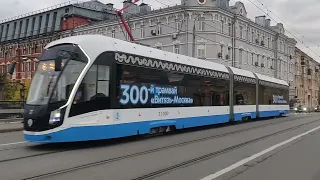 300-й трамвай Витязь-Москва на Нижней Красносельской улице, маршрут 46