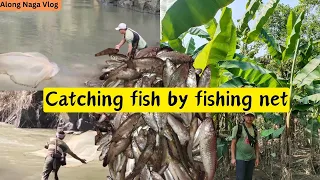 Catching fish by fishing net | Dikhu River | Summer view