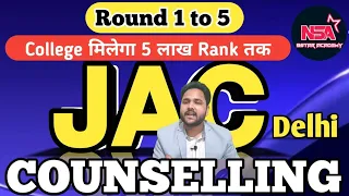 Jac delhi counselling 2024 || round 1 to 5 cut off || college milega 5 lakh rank tak #counselling