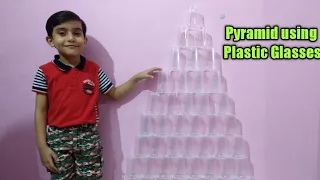 Making Pyramid with Plastic Glasses | Simple indoor games for Kids