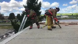 Stepping off ground ladder