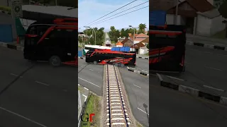 Bus Stucked On Train track| Train vs Bus#shorts #shortvideo #shortsfeed