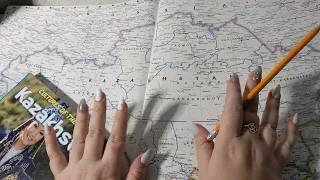 ASMR ~ Kazakhstan History & Geography ~ Soft Spoken Map Tracing Page Turning