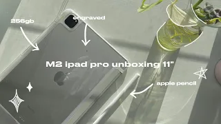 iPad Pro 11” Engraved M2 chip 2022 256gb // silver unboxing ￼& accessories