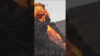 Just some tourist Idiots standing so close and watching #volcano in Iceland